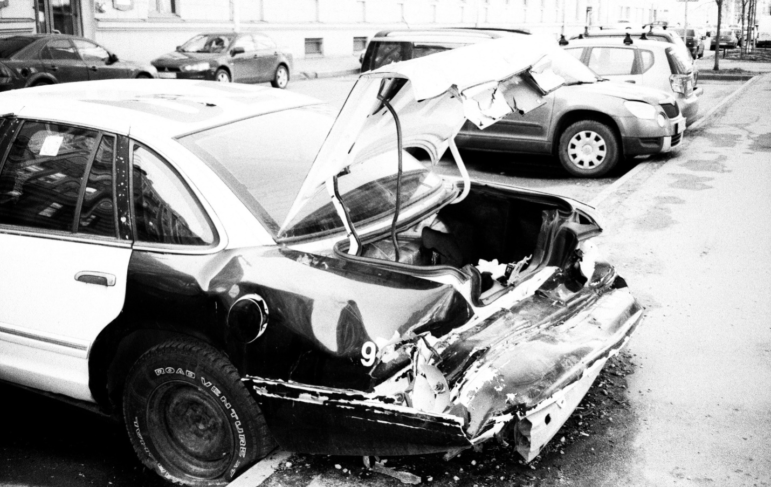 a car wrecked after an accident