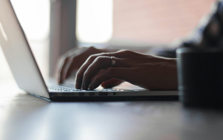 a person using a laptop