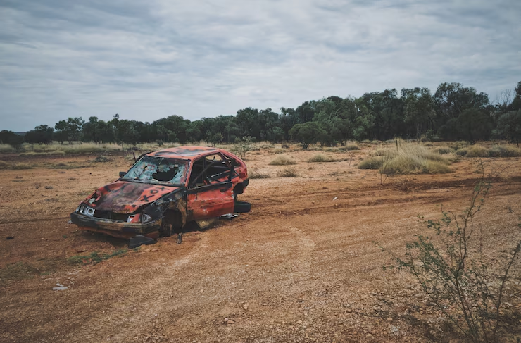 A destroyed car