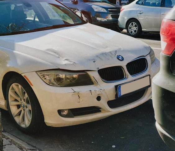 a white car on a road
