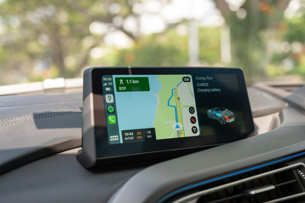 GPS software helping drivers navigate their routes.
